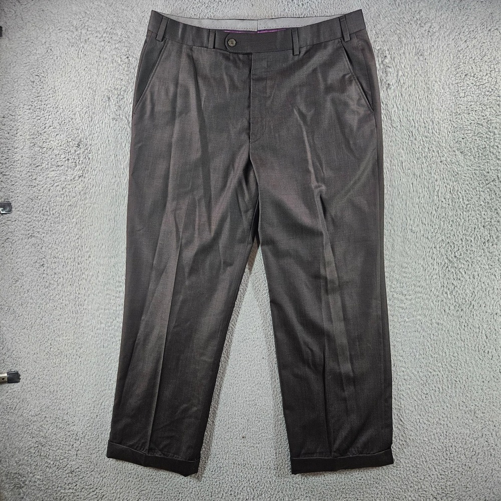 Hiltl Columbus-HW Mens Brown 100% Virgin Wool Cuffed Dress Pants 34x28